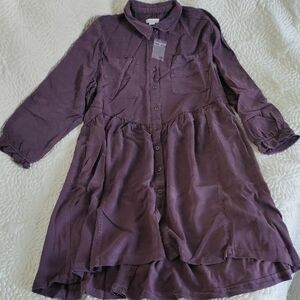 Sundance Purple Button-Up Shirt Dress Women's Medium